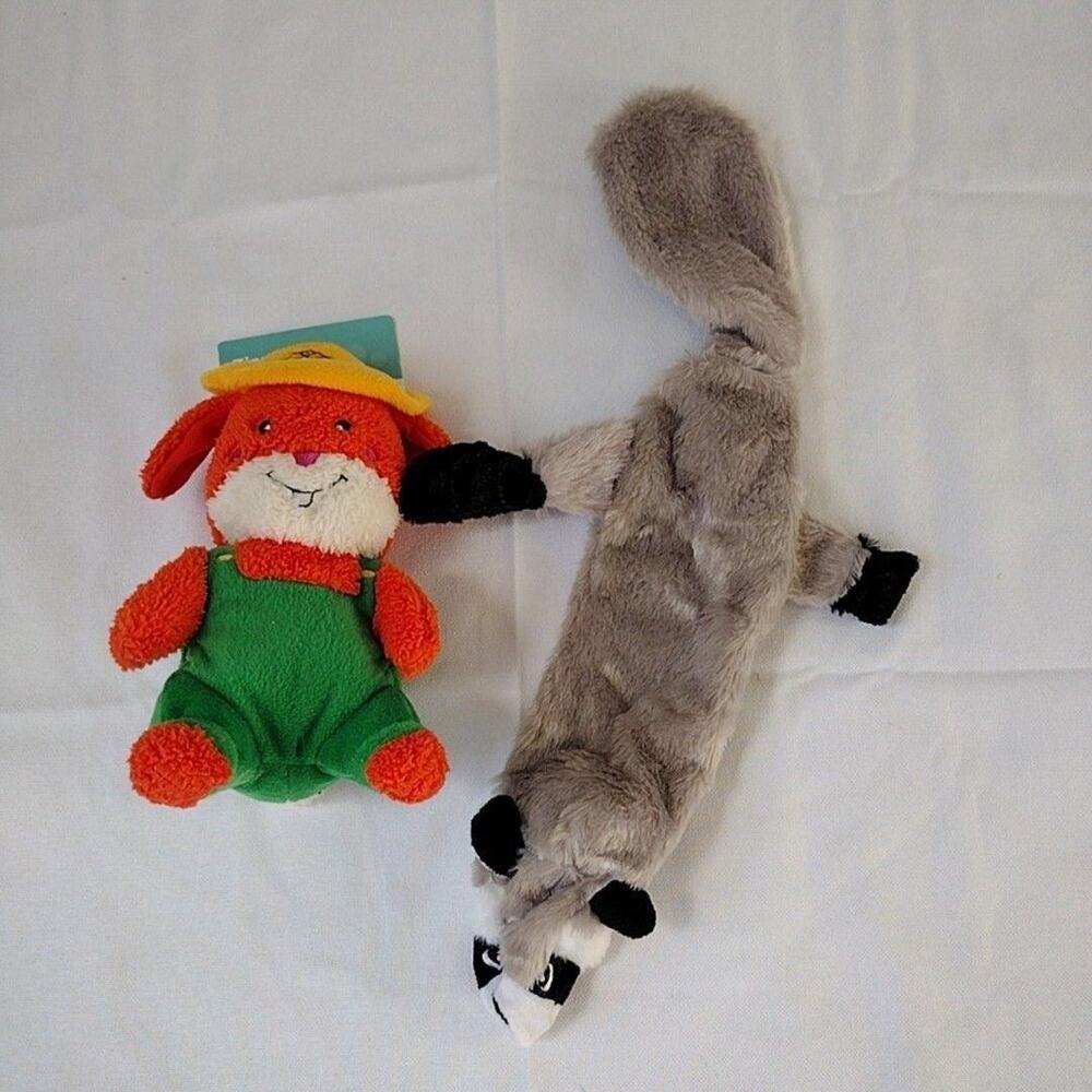 ZippyPaws Cheeky Chumz Garrett Gardener Dog Toy Set S-M Plush Squeaker Raccoon